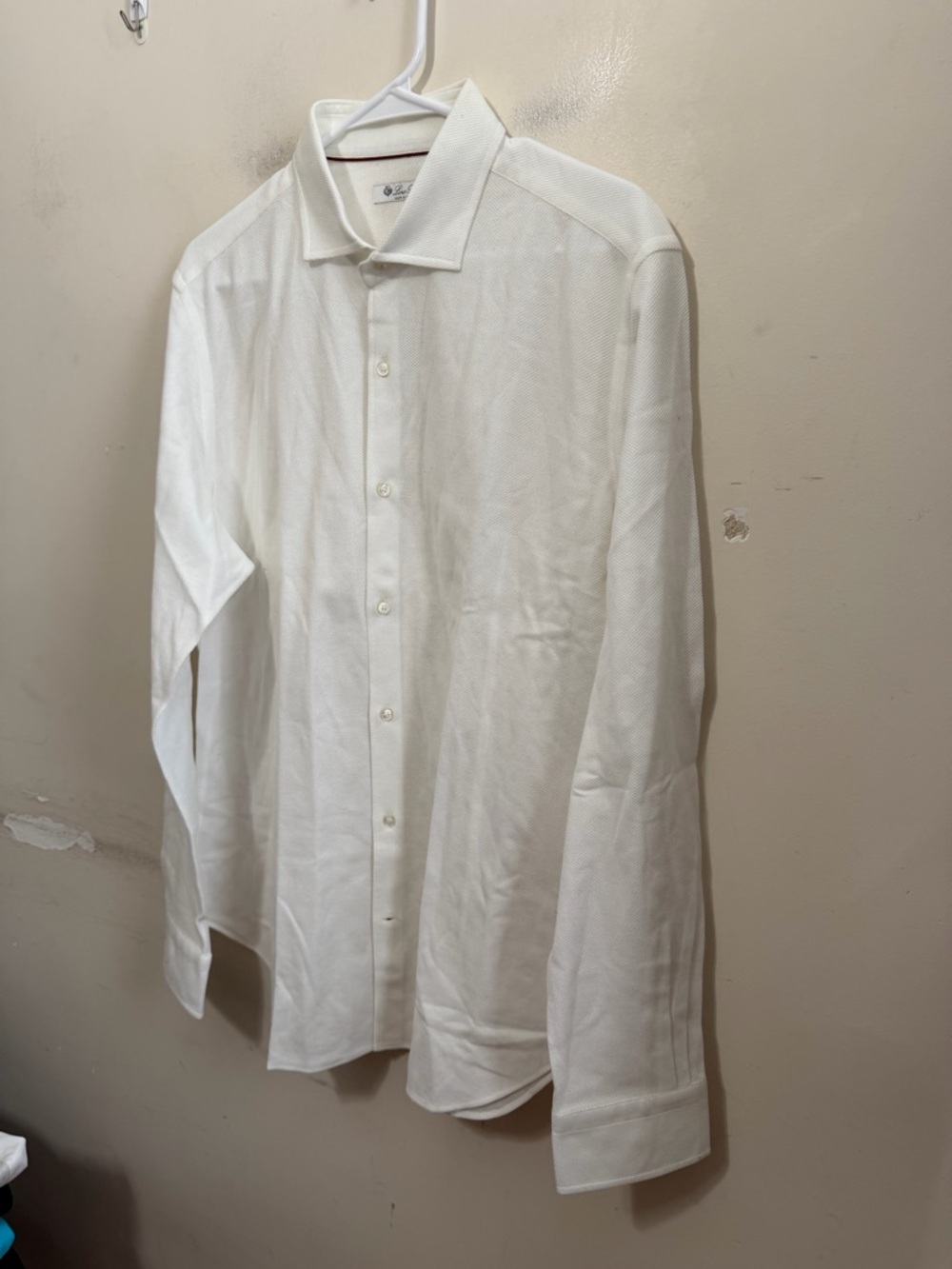 Loro Piana white textured long-sleeve button-up shirt Men’s Size X-Large - Picture 3 of 16